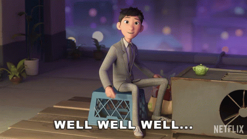 Man In Suit On Blue Crate Says Well Well Well Netflix GIF
