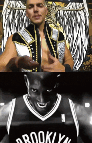 Man In Suit On Stage With Kevin Garnett GIF