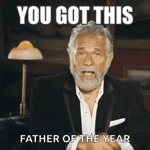 Man in Suit Pointing at Camera Saying You Got This Father of the Year