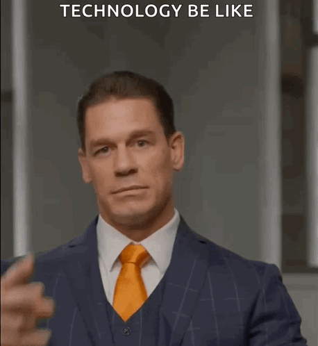 Man In Suit Pointing At Forehead Saying Technology Be Like GIF