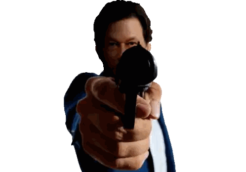 Man in Suit Pointing Gun