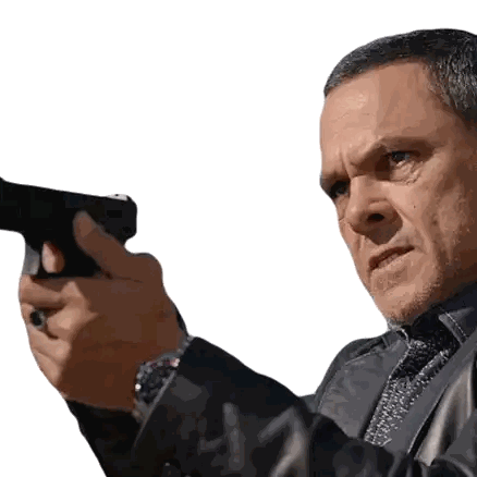 Man in Suit Pointing Gun