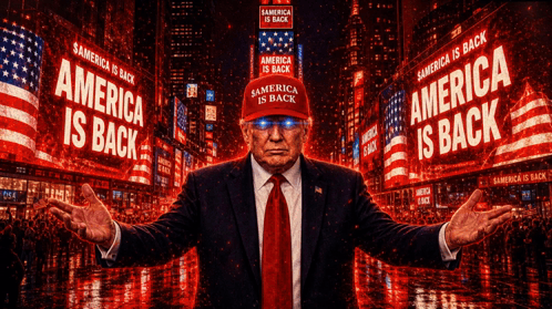 Man In Suit Red Hat America Is Back GIF