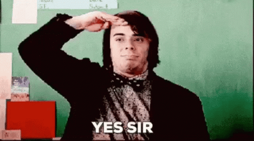 Man in Suit Saluting Says Yes Sir