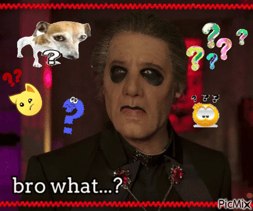 Man in Suit Saying Bro What Surrounded by Cartoon Characters
