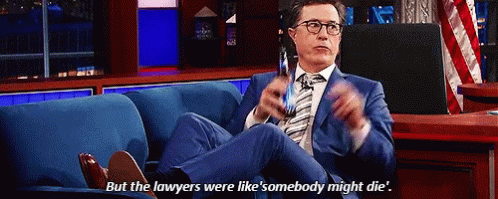 Man in Suit Saying But Lawyers Like Somebody Might Die