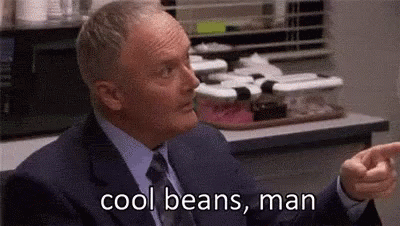 Man in Suit Saying Cool Beans