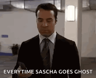Man in Suit Saying Every Time Sascha Goes Ghost