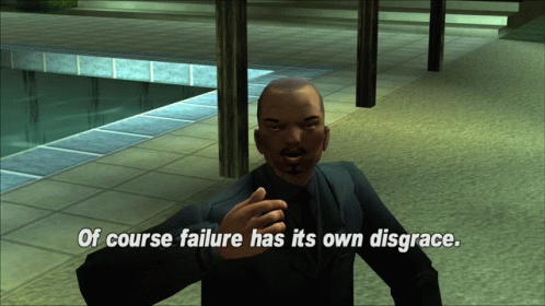 Man in Suit Saying Failure Has Disgrace