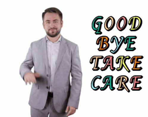 Man in Suit Saying Good Bye and Take Care