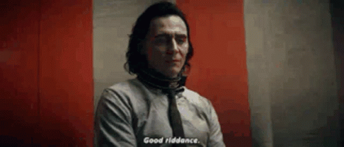Man In Suit Saying Good Riddance By Red And White Flag GIF
