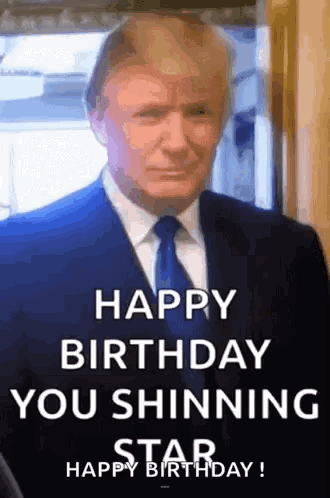 Man in Suit Saying Happy Birthday You Shining Star