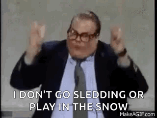 Man in Suit Saying I Don't Go Sledding