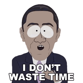 Man in Suit Saying I Don't Waste Time