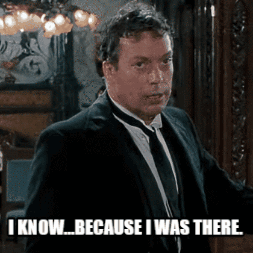 Man in Suit Saying I Know Because I Was There