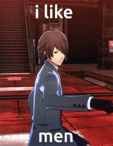 Man in Suit Saying I Like Men on Red Floor