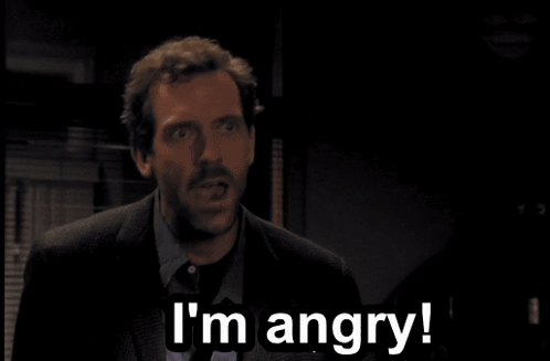 Man in Suit Saying I'm Angry