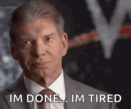 Man in Suit Saying I'm Done, I'm Tired