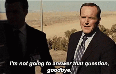 Man in Suit Saying I'm Not Going to Answer That Question Goodbye