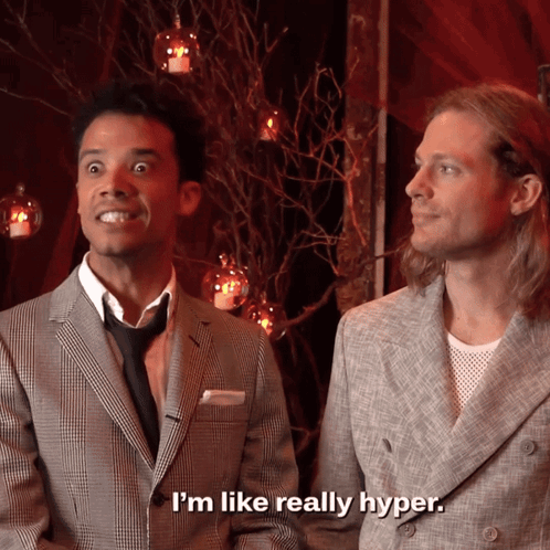 Man in Suit Saying I'm Really Hyper