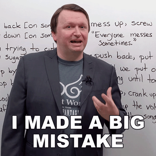 Man in Suit Saying I Made a Big Mistake
