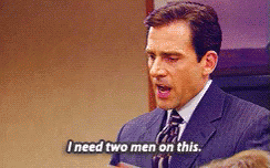 Man in Suit Saying I Need Two Men