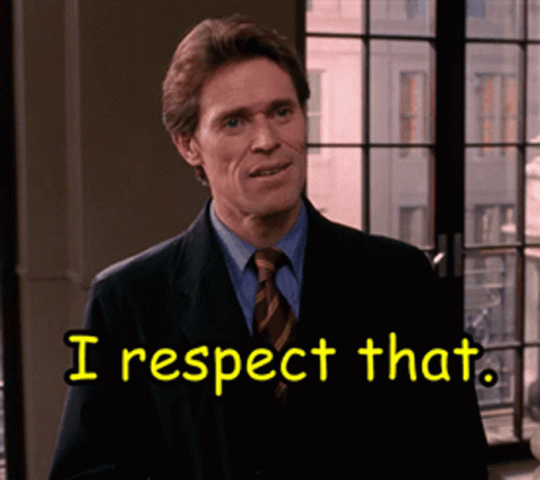 Man in Suit Saying I Respect That