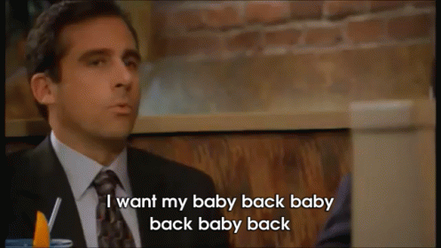 Man in Suit Saying I Want My Baby Back Baby Back Baby Back