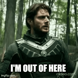 Man in Suit Saying Im Out Of Here