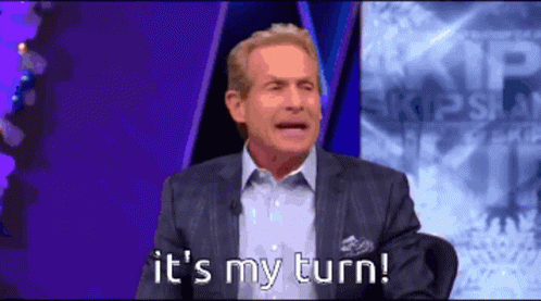 Man In Suit Saying It's My Turn Purple Background GIF