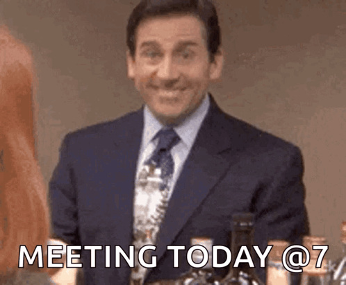 Man in Suit Saying Meeting Today