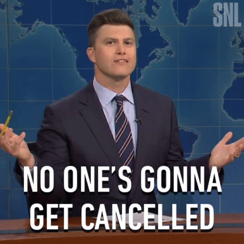 Man in Suit Saying No One's Gonna Get Cancelled
