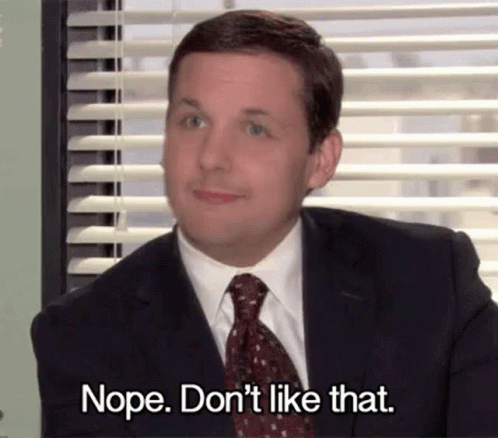 Man in Suit Saying Nope Don't Like That