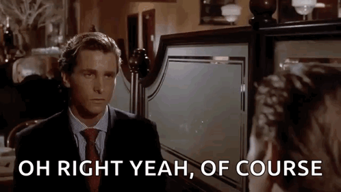 Man in Suit Saying Oh Right Yeah of Course