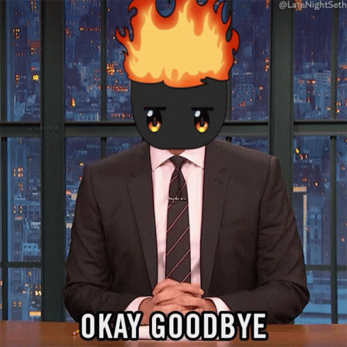 Man in Suit Saying Okay Goodbye Fire Head