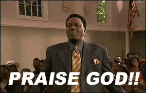 Man in Suit Saying Praise God