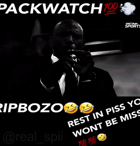 Man In Suit Saying Rip Bozo Rest In Piss You Won T Be Mis GIF