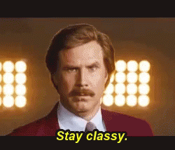 Man in Suit Saying Stay Classy