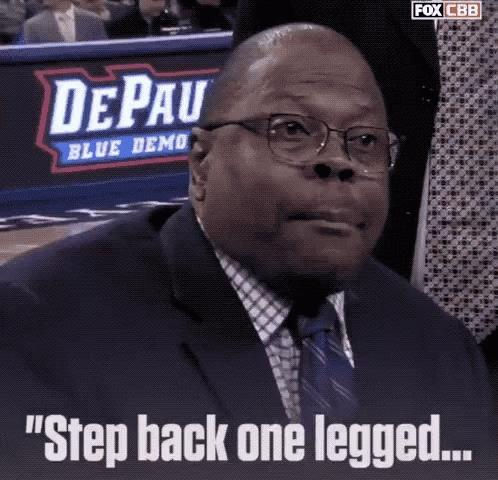 Man In Suit Saying Step Back One Legged GIF