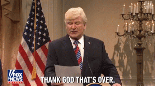 Man in Suit Saying Thank God That's Over