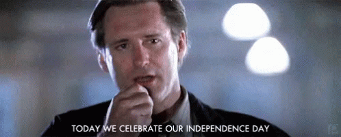 Man in Suit Saying Today We Celebrate Our Independence Day