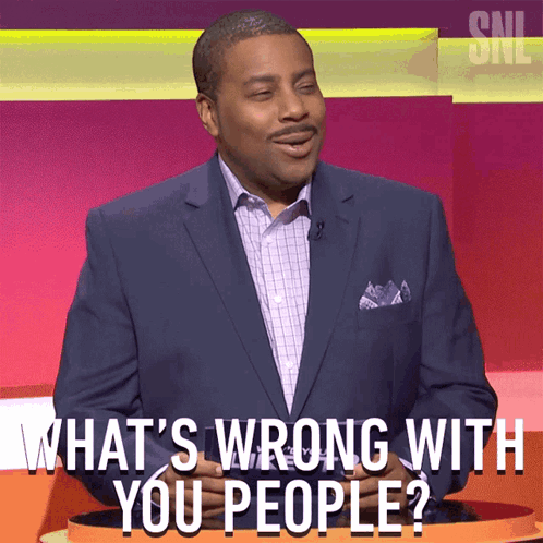 Man in Suit Saying What's Wrong With Your People