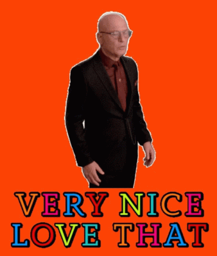 Man in Suit Saying Wow Very Nice Love That on Orange