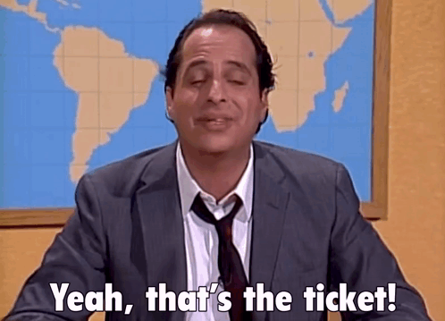 Man In Suit Saying Yeah That's The Ticket In Front Of World Map GIF