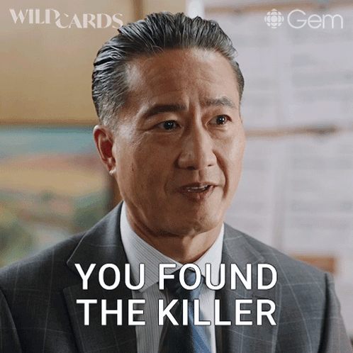 Man in Suit Saying You Found the Killer
