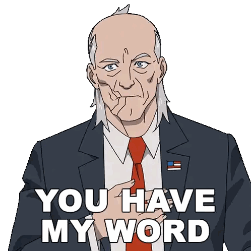 Man in Suit Saying You Have My Word