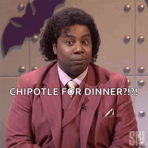 Man In Suit Says Chipotle For Dinner GIF