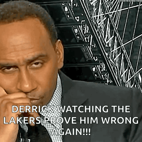 Man In Suit Says Derrick Watching Lakers Prove Him Wrong Again GIF