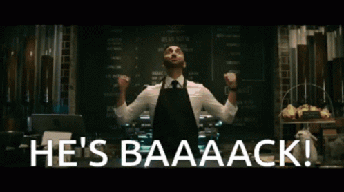 Man In Suit Says He's Back To Two Men GIF