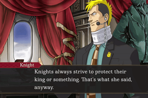Man in Suit Says Knight Knights Always Strive to Protect Their King